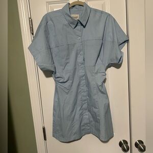 Abercrombie & Fitch Light Blue Shirt Dress in Medium Petite with front pockets